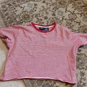 red and white striped shirt